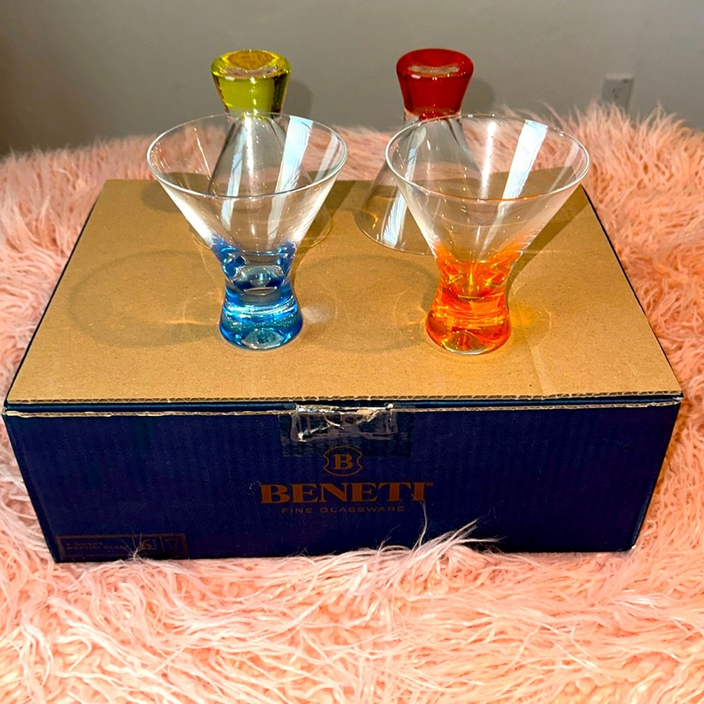 Beneti Martini Glasses | Stemless Cocktail Bar Drinking Glassware Set